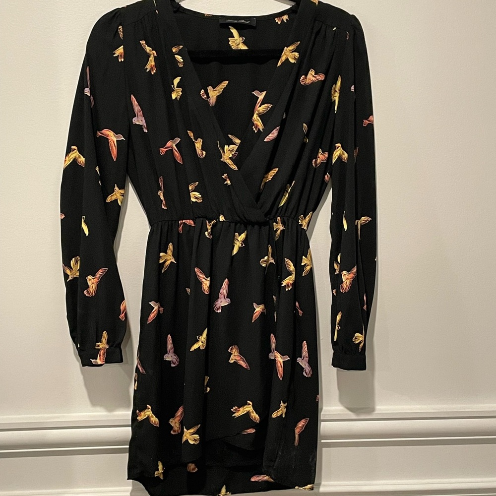 Hummingbird long sleeve mini dress